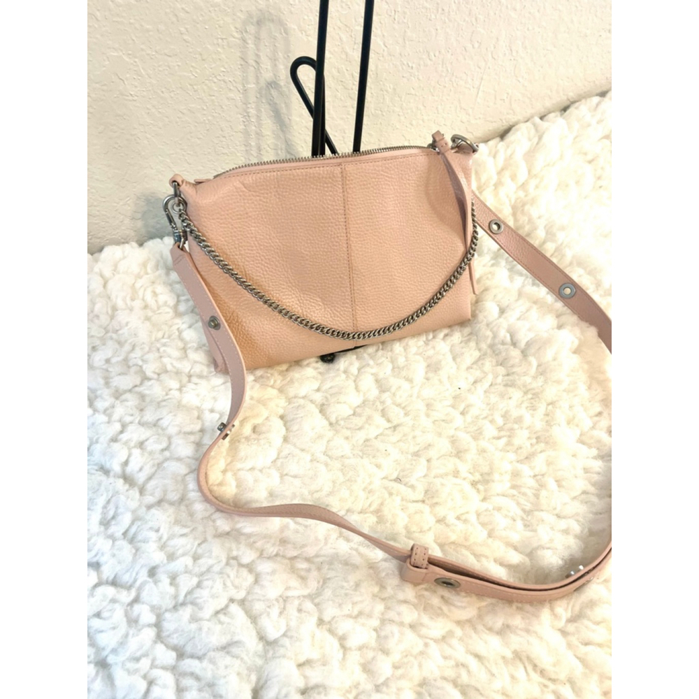 AllSaints Eve Pink Leather Crossbody Bag Small